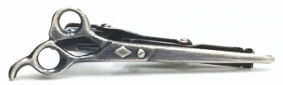 ネクタイピン ハサミ/散髪鋏 アンティークシルバー 銀古美 日本製 タイバー N1037